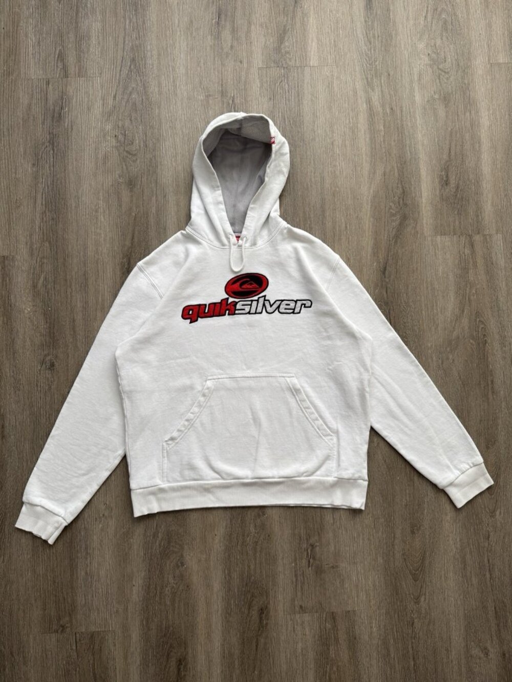 Rare Vintage Y2K Quiksilver Surf Beach Skate White Hoodie Punk Streetwear Logo